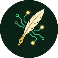 Emblema de pluma con nodos de circuito